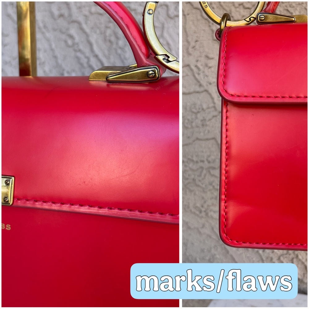 MARC JACOBS Red Smooth Leather Crossbody Flap Satchel Downtown Shoulder Bag - Picture 13 of 17